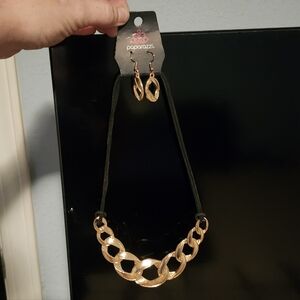 Paparazzi Gold Chain Necklace with Earrings